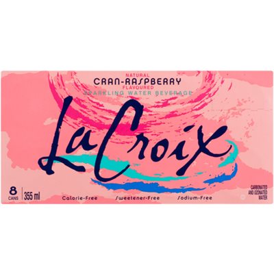 La Croix Sparkling Water Beverage Natural Cran-Raspberry Flavoured 8 Cans 355 ml 
