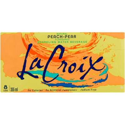 La Croix Boisson d'Eau Gazeuse Arôme Naturel de Pêche-Poire 8 Canettes 355 ml