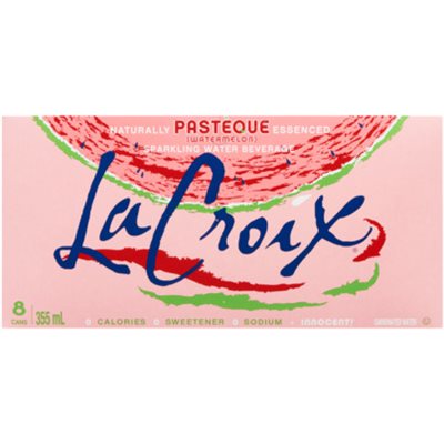 La Croix Sparkling Water Beverage Naturally Essenced Watermelon 8 Cans x 355 ml 