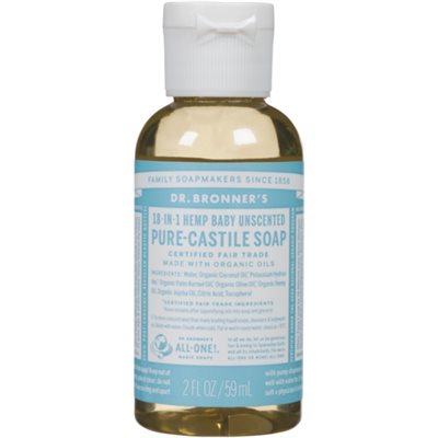 Dr. Bronner's 18-in-1 Hemp Baby Unscented Pure-Castile Soap 59 ml 2oz 