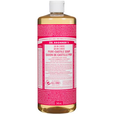 Dr. Bronner's 18-in-1 Pure-Castile Soap Rose 946 ml 32oz 