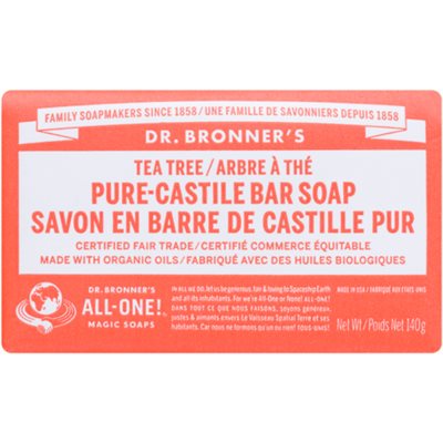 Dr. Bronner's Savon en Barre de Castille Pur Arbre à Thé 140 g