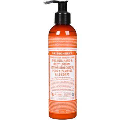 Dr. Bronner's Lotion Biologique pour les Mains & le Corps Orange et Lavande 237 ml