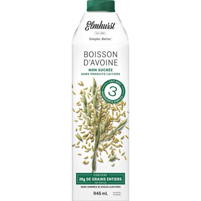 Elmhurst Boisson D'Avoine Non Sucree 946ml