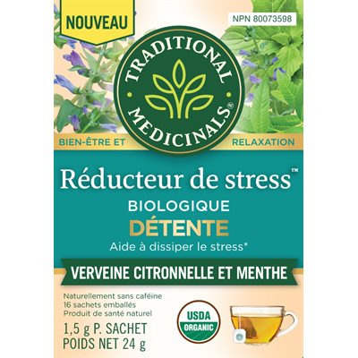 Traditional Medicinals Organic Lemon Verbena Mint Stress Soother Tension Relief Herbal Tea 24g