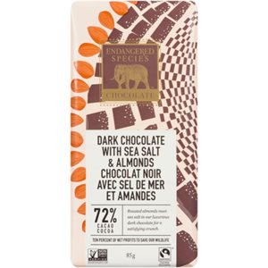 Endangered Species Chocolate Chocolat Noir avec Sel de Mer et Amandes 85 g