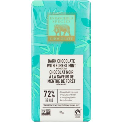 Endangered Species Chocolate Chocolat Noir à la Saveur de Menthe de Forêt 85 g