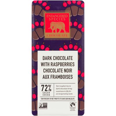 Endangered Species Chocolate Dark Chocolate with Raspberries 85 g 