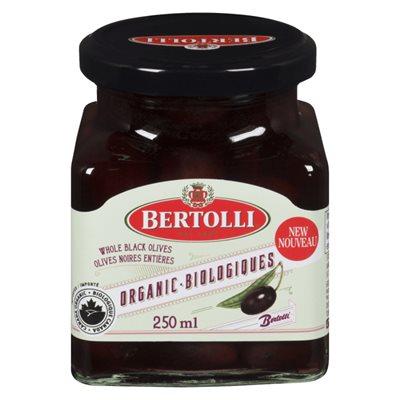 Bertolli Olives noires entières bio 250 ml Bertolli Olives noires entières bio 250 ml