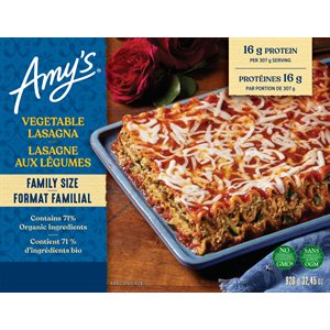 Amy's Kitchen Lasagne aux légumes FORMAT FAMILIAL 920g
