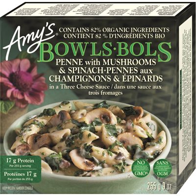 Amy's Kitchen Bols pennes aux champignons & épinards 269g