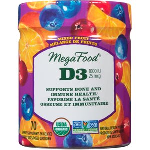 Megafood D3 Wellness Mixed Fruit 70 Gummies