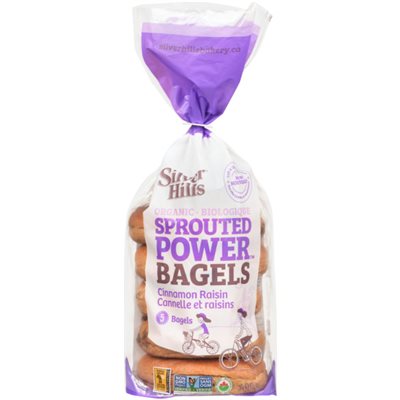 Silver Hills Sprouted Power Bagels Cannelle et Raisins Biologique 5 Bagels 400 g
