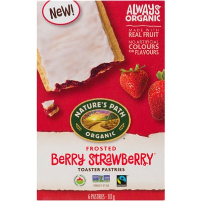 Nature's Path Toaster Pastries Frosted Berry Strawberry Organic 6 Pastries 312 g 