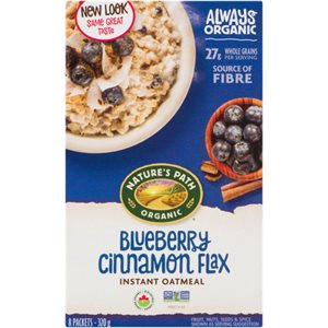 Nature's Path Instant Oatmeal Blueberry Cinnamon Flax Organic 8 Packets 320 g 