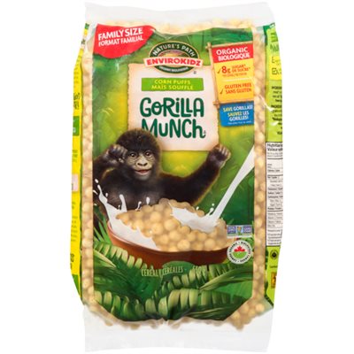 Nature's Path Envirokidz Organic Gorilla Munch Cereal Corn Puffs Family Size 650 g 