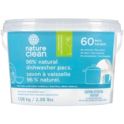 Nature Clean Sachets pour Lave-Vaisselle Automotive Sans Parfum 60 Sachets 1.08 kg