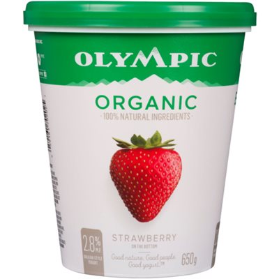 Olympic Yogourt de Type Balkan Fraise Biologique 3% M.G. 650 g Olympic Yogourt de Type Balkan Fraise Biologique 3% M.G. 650 g