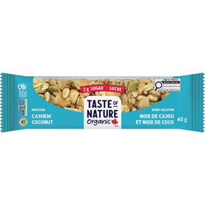 Taste Of Nature Organic Coconut Cashew Bar (2G Sugar)