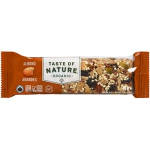 Taste of Nature Organic Barre-Collation Amandes 40 g