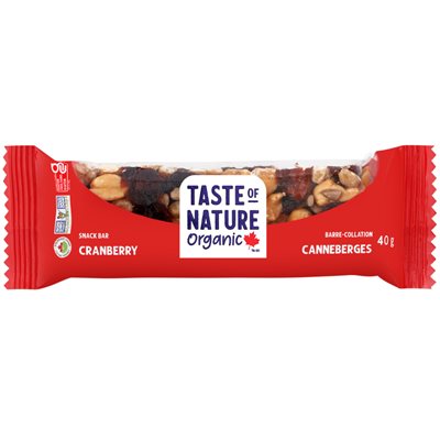 Taste of Nature Organic Snack Bar Cranberry 40 g 