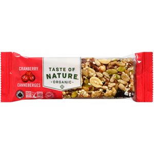 Taste of Nature Organic Barre-Collation Canneberges 40 g