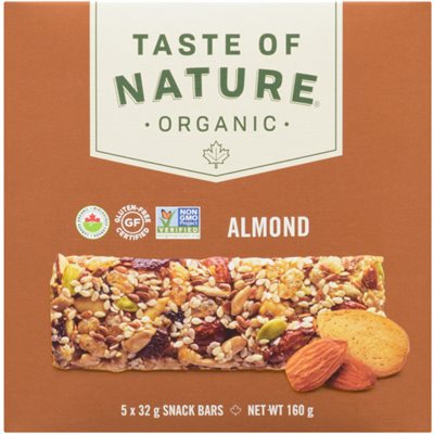 Taste of Nature Organic Almond 5 Snack Bars x 32 g (160 g) 160g