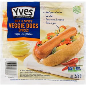 Yves Veggie Cuisine Simulated Wieners Hot 'n Spicy Veggie Dogs 6 Wieners 275 g 275g