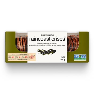 Lesley Stowe Raincoast Crisps - Craquelins aux raisins secs et aux pacanes au romarin 150 g