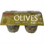 Pilaros Green pitted olives in cups