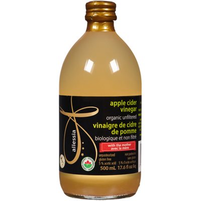 Allessia Vinaigre de Cidre de Pomme Biologique et Non Filtré 500 ml