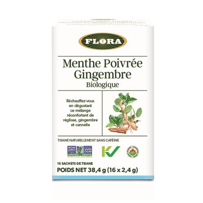 Flora Menthe poivrée gingembre bio 16 sachets Flora Menthe poivrée gingembre bio 16 sachets