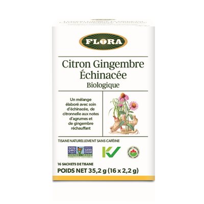 Flora Organic Lemon ginger echinacea herbal 16 sachets