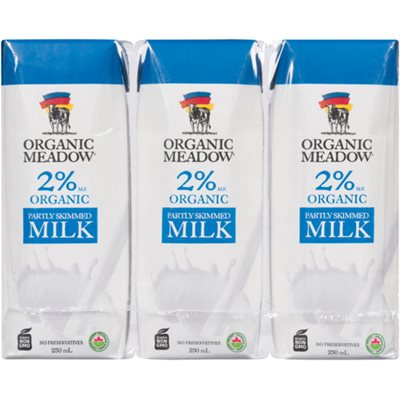 Organic Meadow Lait Partiellement écrémé Biologique 2 % M.G. 250 ml