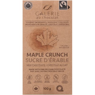 Galerie au Chocolat Milk Chocolate Maple Crunch Organic 100 g 100g