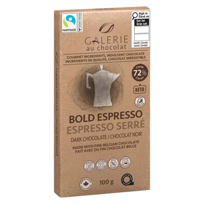 Galerie Au Chocolat Tablette De Chocolat Noir Espresso Serré Équitable 100G