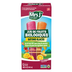 Mrs J's Natural Jus de fruits bio à la fraise, à la mangue et à l'orange et à l'ananas 12x40ml