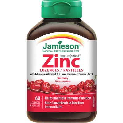 Jamieson Zinc Lozenges With Echinacea, Vitamin C&D-Wild Cherry 60Un
