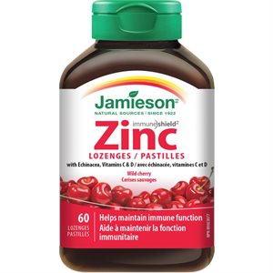 Jamieson Zinc Lozenges With Echinacea, Vitamin C&D-Wild Cherry 60Un