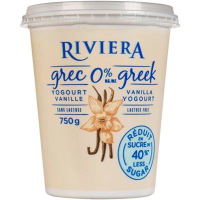 Maison Riviera Yogourt Grec Vanille Réduit En Sucre 0% Mg 750g Maison Riviera Yogourt Grec Vanille Réduit En Sucre 0% Mg 750g