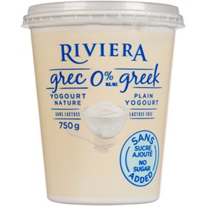 Maison Riviera Yogourt Grec Nature Sans sucre Aj 0% Mg 750g