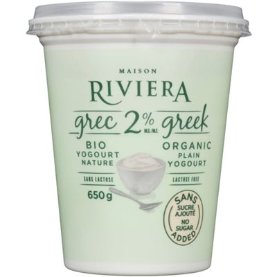 Maison Riviera Yogourt Grec Bio Nature Ss Aj 2% Mg