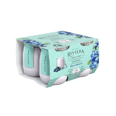 RIVIERA YOG FERME BLEUET REDUIT EN SUCRE 4x120g