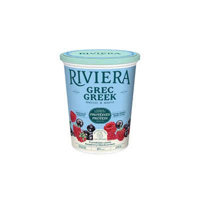 Riviera Greek Yogourt 0% Raspberry Blackcurrant 650g