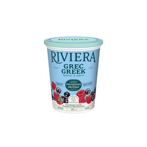 Riviera Greek Yogourt 0% Raspberry Blackcurrant 650g