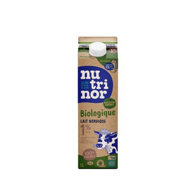 Nutrinor Biologique Lait Nordique Lait Partiellement écrémé 1% M.G. 1 L