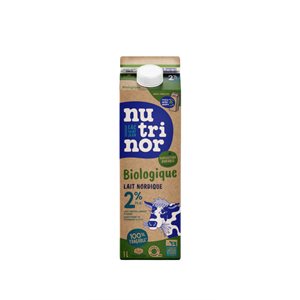 Nutrinor Cooperative Organic Nordic Milk Partly Skimmed 2 % M.F. 1 L