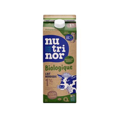 Nutrinor Biologique Lait Nordique Partiellement écrémé 1% M.G. 2 L