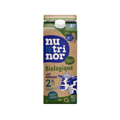 Nutrinor Biologique Lait Nordique Partiellement écrémé 2% M.G. 2 L