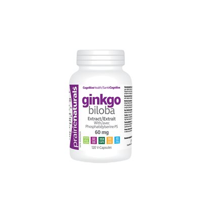 Prairie Naturals Santé Cognitive Ginkgo Biloba 60 mg 120 V-Capsules